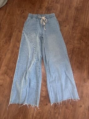 RSQ Mid Rise Tie Front Wide Leg Jeans Light Wash Denim Women’s XS